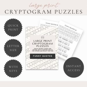 Large Print Cryptogram Puzzles Funny Quotes