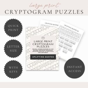 Large Print Cryptogram Puzzles Uplifting Quotes