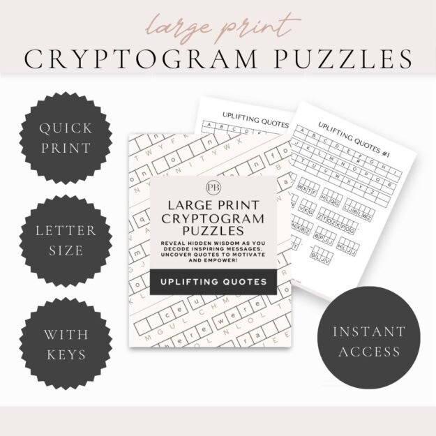 Large Print Cryptogram Puzzles Uplifting Quotes