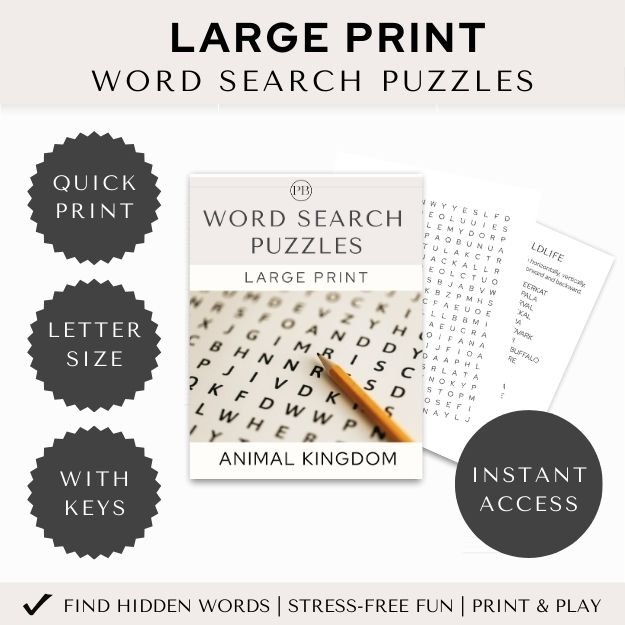 Large Print Word Search Puzzles Animal Kingdom 01