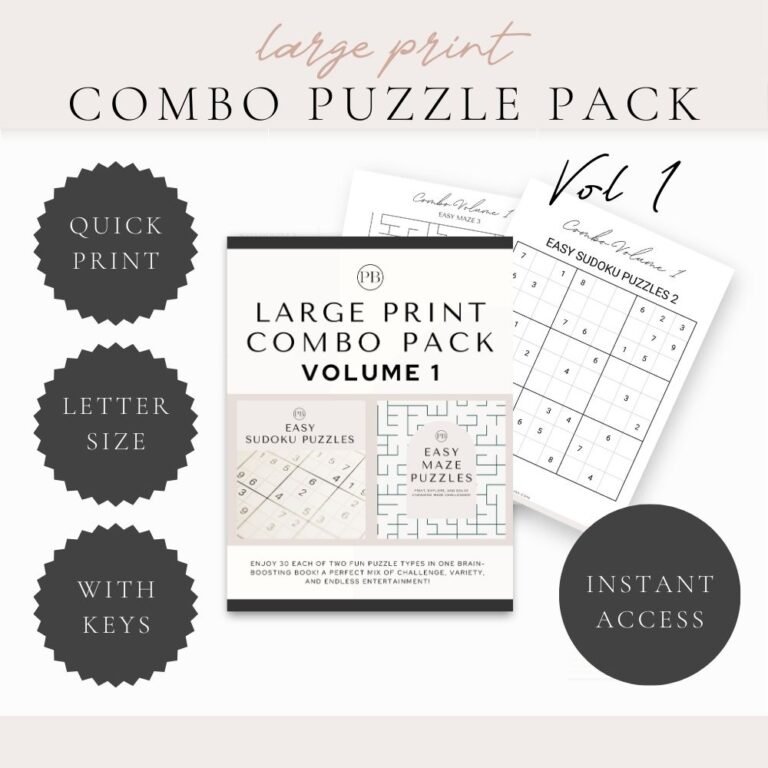 Large Print Combo Printable Puzzles Volume 1