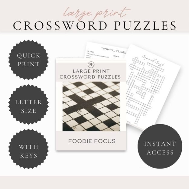 Large Print Crossword Puzzle Books Foodie Focus 01