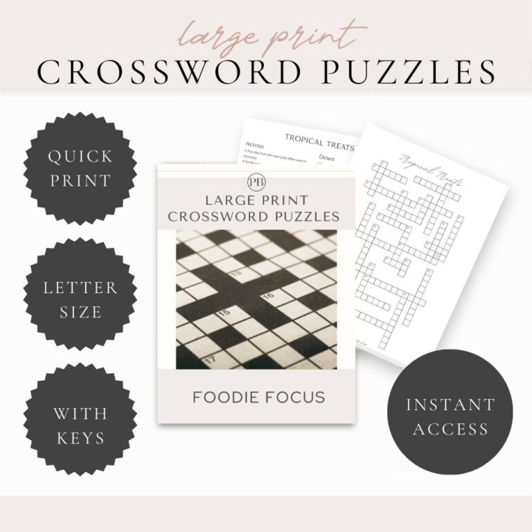 Large Print Crossword Puzzle Books Foodie Focus 01