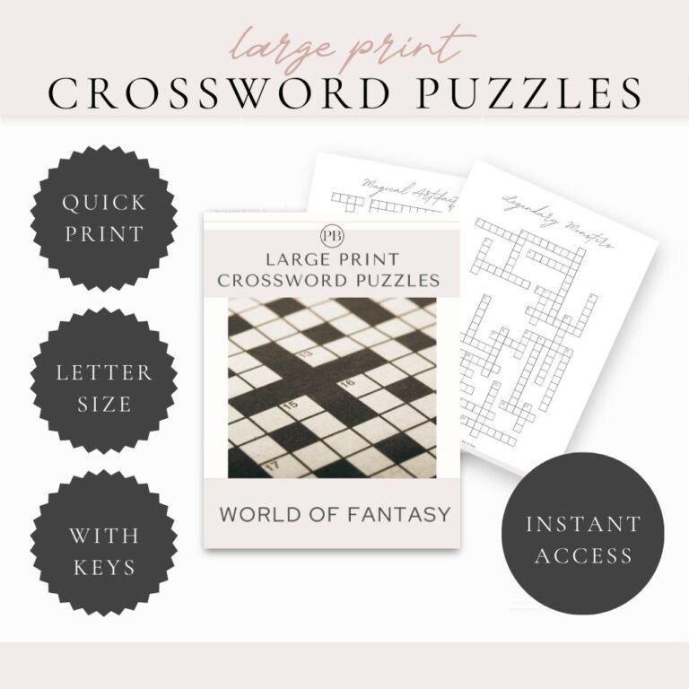 Large Print Crossword Puzzles World of Fantasy