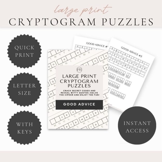 Large Print Cryptogram Puzzles Good Advice