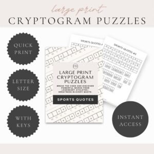 Large Print Cryptogram Puzzles Sports Quotes