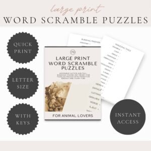 Large Print Word Jumble Puzzle Today For Animal Lovers