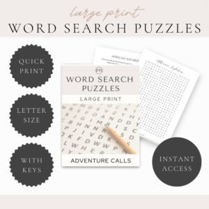 Large Print Word Search Puzzles Adventure Calls