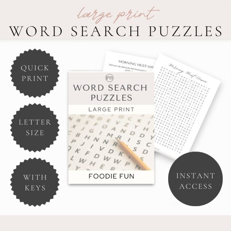 Large Print Word Search Puzzles Foodie Fun Cover