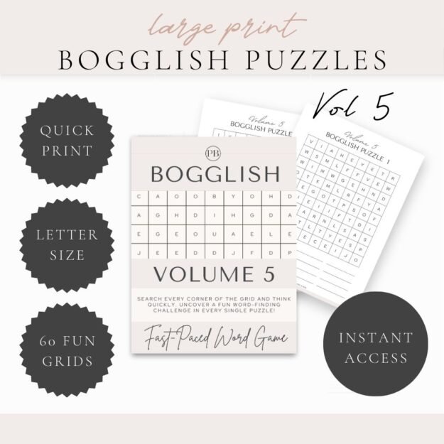 Large Print Boggle Word Puzzle Volume 5