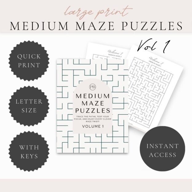 Large Print Medium Maze Puzzles Volume 01
